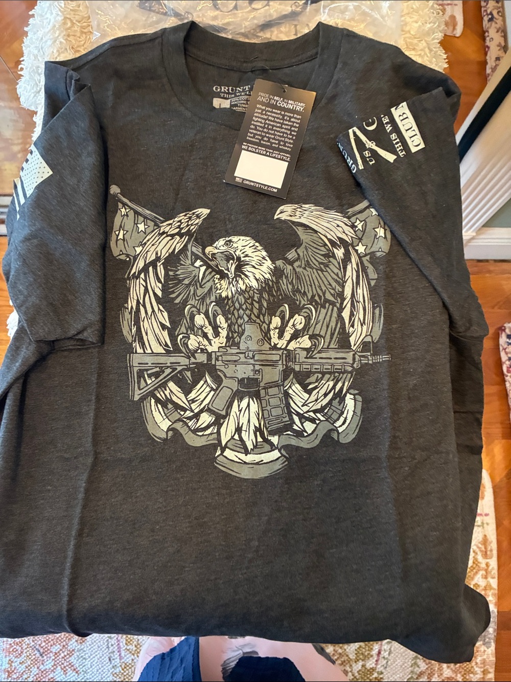 Grunt Style Black Charcoal Eagle & Rifle Long Sleeve Tee